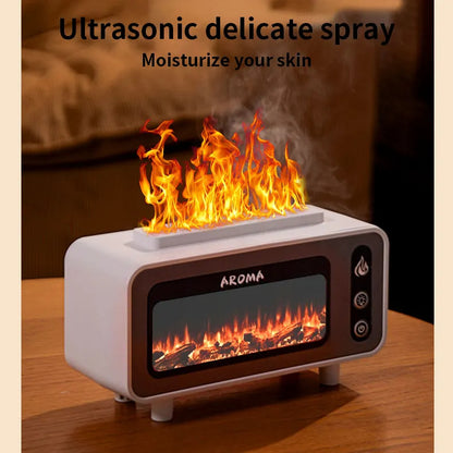 New Design Ultrasonic Flame Humidifier 200ml Simulated Fireplace 3D Fire Aroma Diffuser Colorful Light Essential Oil Diffuser For Bedroom